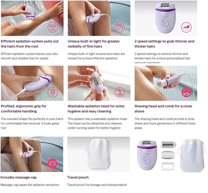 Philips Satinelle Essential Corded Compact Epilator