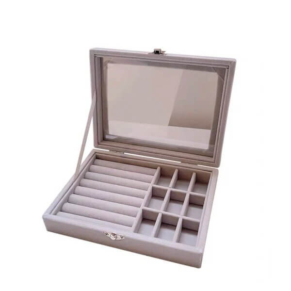 Grey Multiple Compartments Jewelry Storage Box