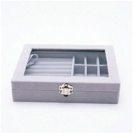 Grey Multiple Compartments Jewelry Storage Box