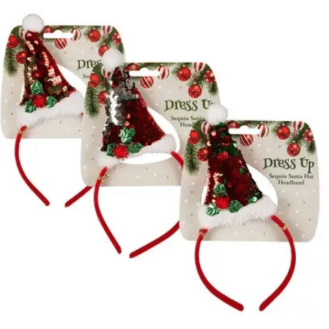 3-Pack Sparkling Christmas Sequin Headband – 21cm