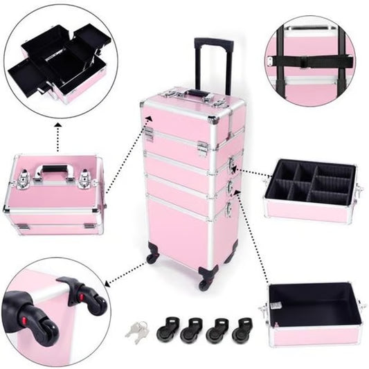 4 in 1 Professional Aluminium Makeup Cosmetics Travel Case
