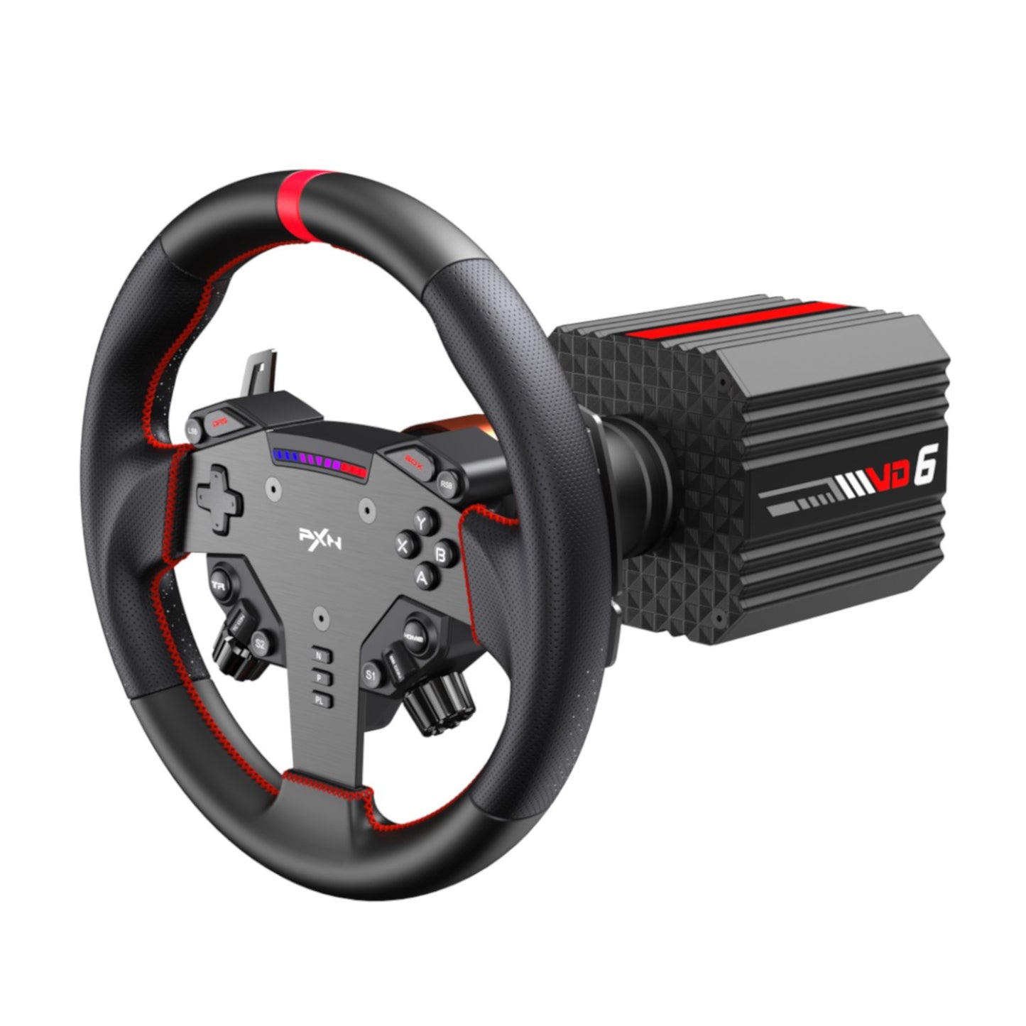 PXN VD6 Direct Drive Sim Racing Wheel Bundle – PC Racing Wheel with Dual Pedals & Desk Clamp