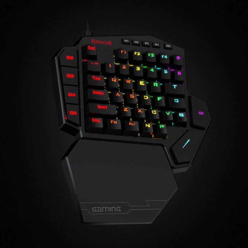 Redragon Diti Elite Pro One-Handed Wireless Mechanical Gaming Keyboard – RGB Backlit, Black