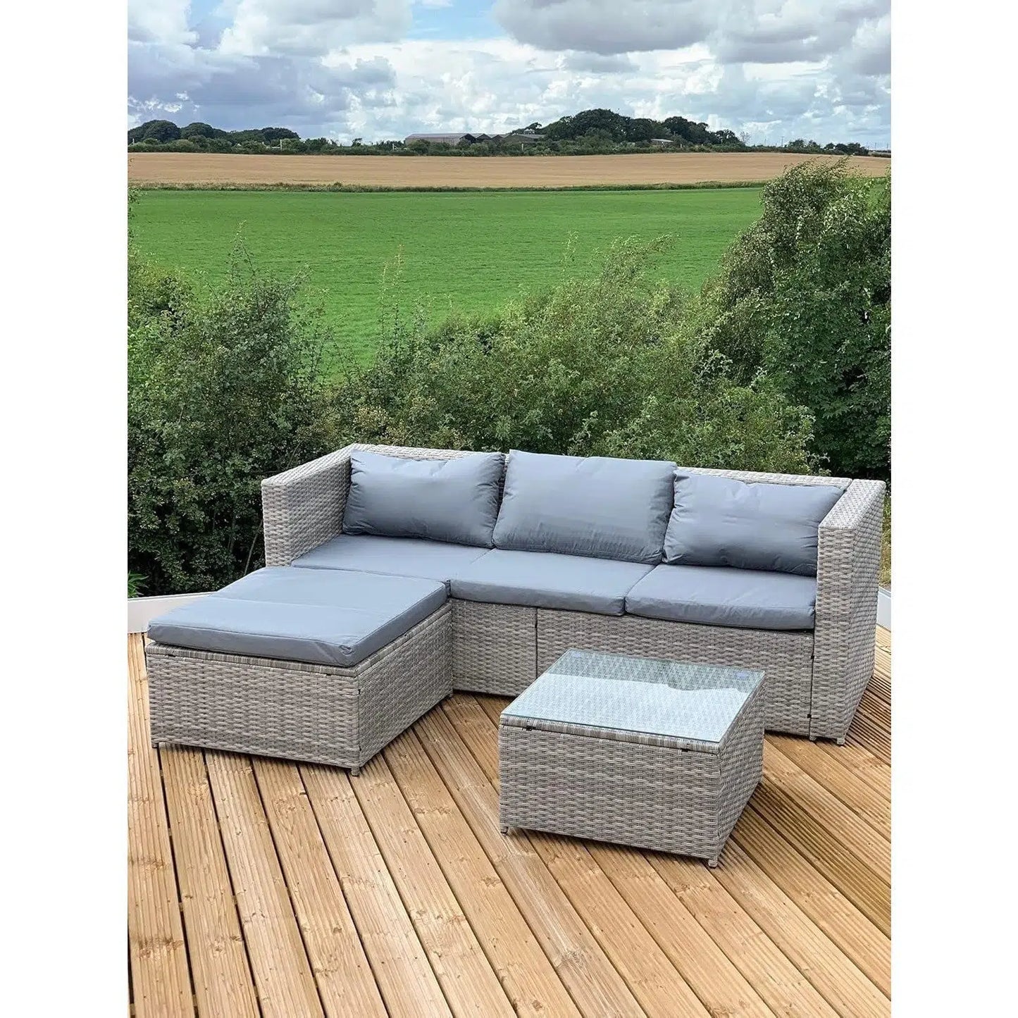 Garden Lounge Set with Grey Cushions